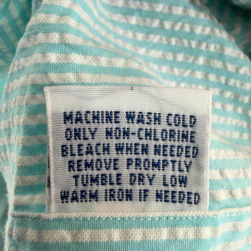 Ralph Lauren Mens 4XB Big Seersucker Short Sleeve Button Down Shirt Blue Stripe - Picture 12 of 16